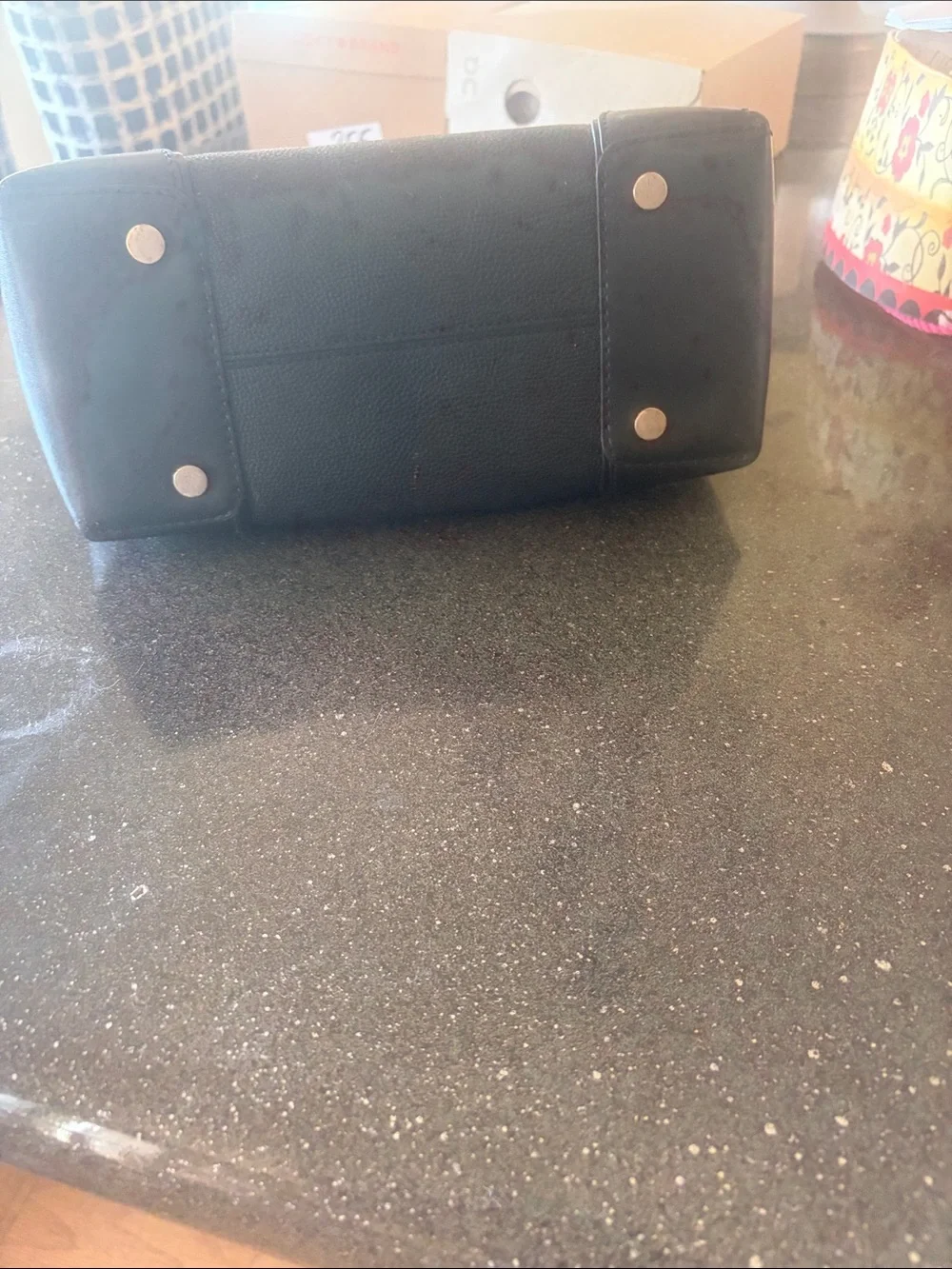 Michael Kors Black Pebbled Leather Satchel with Gold Accents